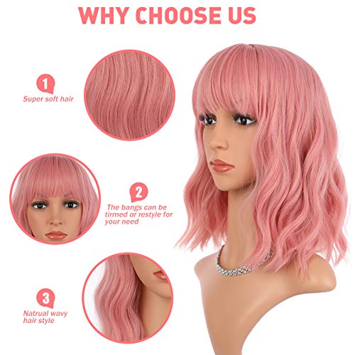 peruca rosa enilecor e peruca roxa ， perucas pastel curtas curtas coloridas com franja de ar e perucas de cabelo curtas 12