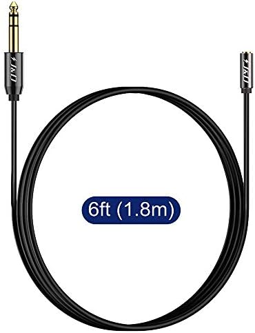 Adaptador de fone de ouvido J&D de 1/4 de polegada a 3,5 mm, concha de cobre banhada a ouro 3,5 mm 1/8 polegada fêmea TRS a 6,35 mm 1/4 polegada Male TRS Cabo de áudio estéreo para amplificadores de guitarra, amplificadores, cabo de extensão de fones de ouvido, 6 pés