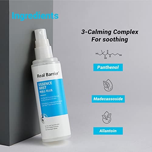 Essência de barreira real Face névoa, spray facial hidratante para a pele senosa com Panthenol e Madecossoside, hidratação, calma