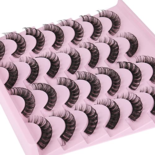 Wiwoseo cílios falsos cílios russos cílios D Curly Wispy Natural Faux Lashes 3D Efeito 15mm cílios falsos 14 pares pacote