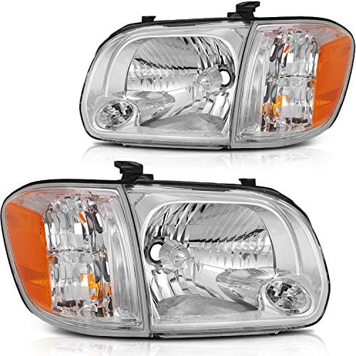 Par de faróis do ECCPP para Toyota Sequoia 2005-2007, para Toyota Tundra 2005-2006 Crome Housing Amber Reflector Clear Lens Driver e