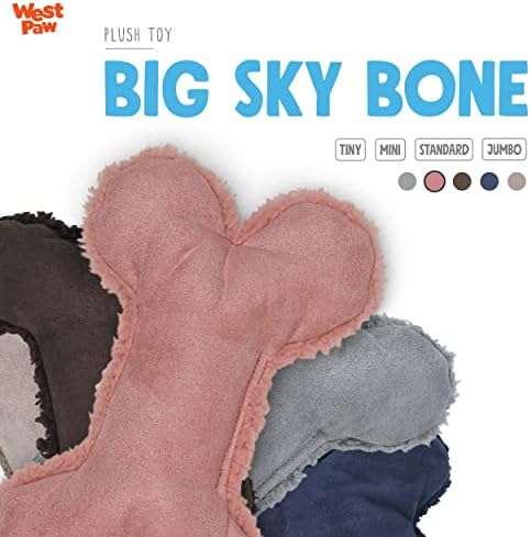 West Paw Big Sky Bone Squeaky Plush Dog Toy - Brinquedos macios para cães, filhotes - lavagem de máquina, tecido durável