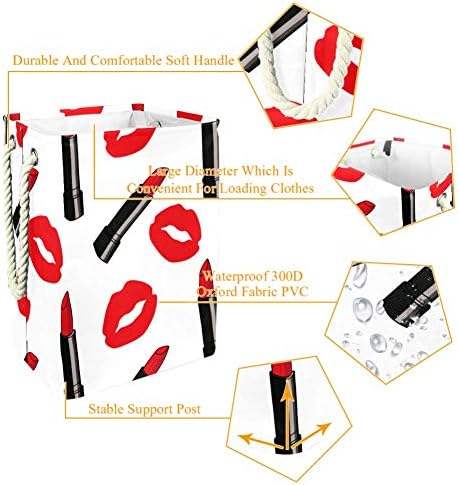 Indicatões de estilo de quadrinhos de cartoon Red Matt Batom com batons Dots 300D Oxford PVC Roupas à prova d'água cesto