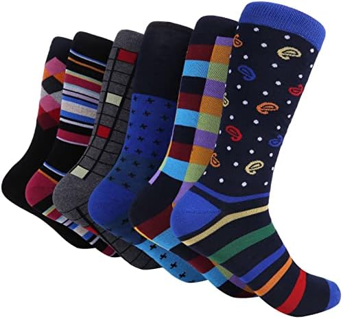 Meias Marino Mens Mens - Meias Coloridas Divertidas para Homens - Algodão Funky Socks - 6 pacote
