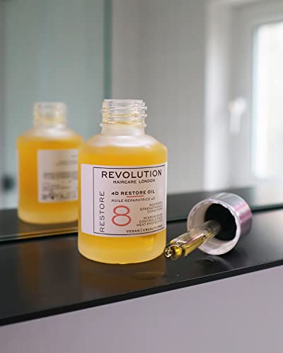 Revolução Cabeira 8 4D Oil, óleo de cabelo para fortalecer e controlar o frizz, fechaduras em umidade, vegan e crueldade, 30ml