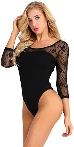 IEFIEL MULHERES ADULTOS 3/4 LACA LACE BOLA BOLA GYMNÁSTICA DANÇA DE DANÇA DE BALLET BODYSUIT DE LIGADA