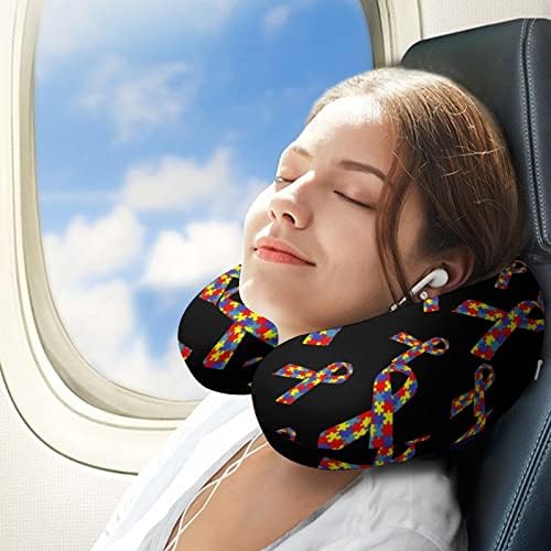 Autismo Consciência da fita Travel Pescoo Almofada Fumaça de espuma U Filfa Pillow de avião para suporte da cabeça