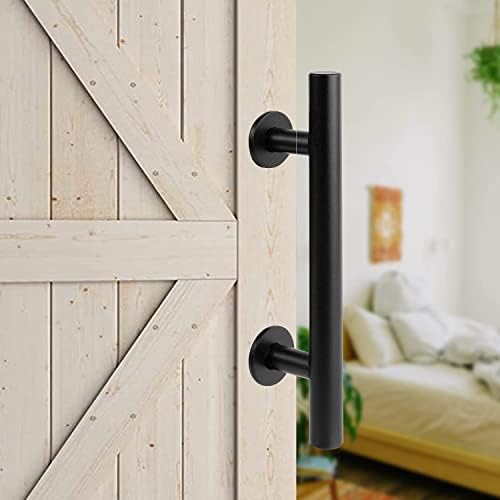 Porta do celeiro puxa preto 12 polegadas - punhal de barn sniding com trancho de hardware Barndoor Conjunto de hardware,