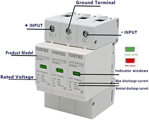 HIGH 1PCS 3P DC SOLAR SURGE PROTECTOR SPD 500V 600V 800V 1000V Dispositivo de proteção contra raios de raios de energia