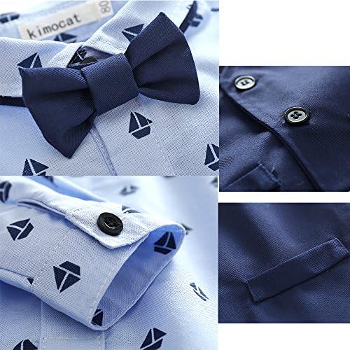 Kimocat Baby Garoth Girlleman Bowtie Blue Suits Conjunto de manga longa +colete +calça