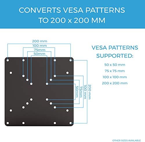 Placa do adaptador de montagem em vesa humana para suportes de TV, converter 75x75 e 100x100 a 200x200 mm padrões de vesa, inclui