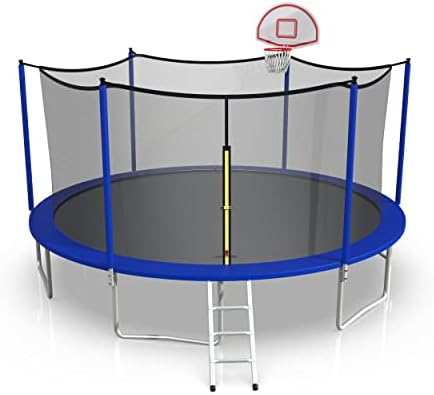 Morhome 14 15 16 pés Tranpoline de abóbora para adultos Crianças transpolina com argola de basquete, transpolinas recreativas ao ar livre, revestimento anti-rustoso totalmente galvanizado, trampolins recreativos com escada com escada