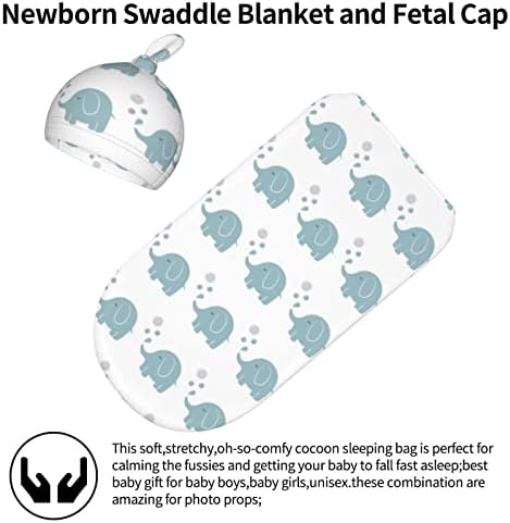 Moremohome Elephant Baby Stuff Stunho recém-nascido cobertor com conjunto de chapéus de gorro, recém-nascido para bebês recebendo