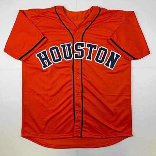 Fac -símile autografou Yordan Alvarez Houston Orange reimpressão a laser Auto Baseball Jersey Size Men's XL