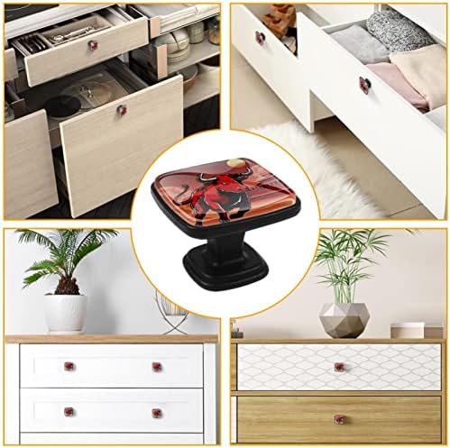 4 peças Cabinete botões Bull Animal Fight Red Moon Building gaveta Pulls para armário de banheiro de armário de cozinha