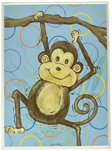 O quarto das crianças de Stuell Lil Buddy Monkey com bolinhas Placa de parede de retângulo, 11 x 0,5 x 15, orgulhosamente feita nos