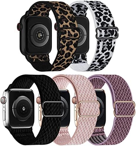 GBPOOT 10 Packs Nylon Stretch Band Compatível com Apple Watch, Loop de respiração esportivo suave ajustável para a série Iwatch