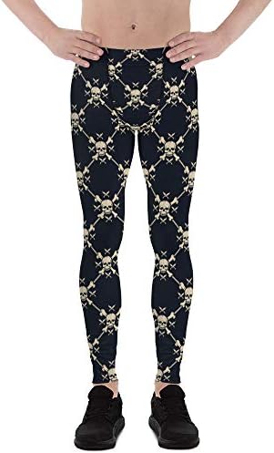 Leggings de crânio para homens de crânios e projetos de ossos cruzados no treino de ginástica meggings