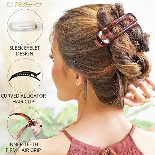 RC Roche Ornamento 6 PCS feminino French Barrette Classic Duckbill Alligator ilhó oval Decoração de cabelo clipes lateral Slide