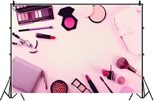 Laeacco maquiagem pano de fundo 5x3ft doce tom rosa garotas de aniversário festa foto cenário cosméticos quadro de