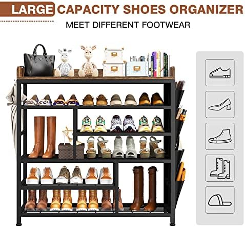 Rack de sapatos aprimorado para bastidores de sapatos de metal com entrada de botas para armazenamento de botas para
