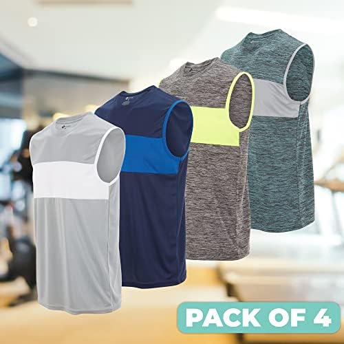 4 pacote: tampas atléticas para homens, camisas musculares de ajuste seco, tops atléticos masculinos para academia, treino e camisetas