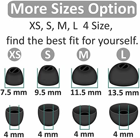 8 pares compatíveis com sennheiser cx mais/momento 2 dicas de orelha, xs/s/m/L de tamanho 4 Substituição macia flexível silicone Eartips Earbuds Acessórios compatíveis com sennheiser cx 300s - cinza