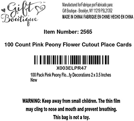 100 pacote rosa peony floral placas de lugar de flor Assentamento de casamento Nome da tabela de cartão de cenário de tenda dobrada