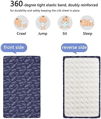 Espaço com temas de mini folhas de berço, lençóis de berço portáteis de mini berço portáteis para menino ou menino, 24 x38, azul