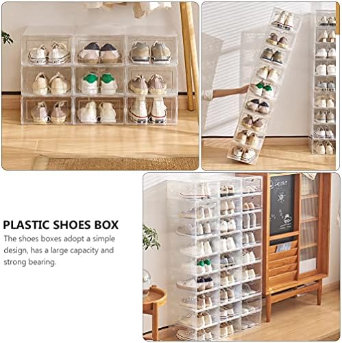 Organizador de sapatos Winomo 6pcs Caixa de armazenamento de sapatos, organizador de sapatos empilháveis ​​de plástico transparente, fácil de montar e armazenamento de sapatos Organizador de armazenamento de sapatos