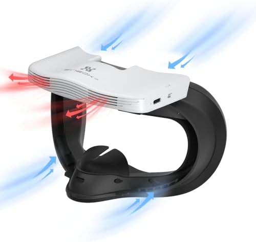 BinBok VR Fan para Oculus Quest 2, Fitness Facial Interface Foam With Silicone Face Pad, Circulação de ar de resfriamento anti-neblina, compatível com acessórios VR