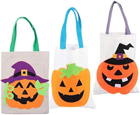 Bags de bolsas de tela de nuobesty 3pcs Halloween truque de bolsa não tecida truque ou sacolas de presente de abóbora