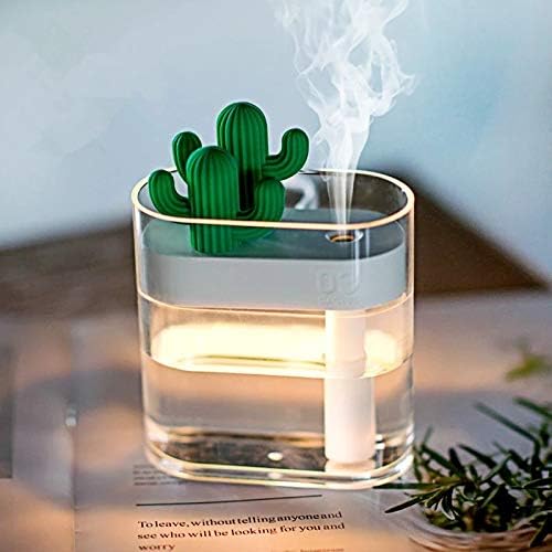 Umidificador de ar Renslat 160ml umidificador de ar transparente CACTUS LUZ DE COLOR LUZ USB DE ÓLEO ESTENCIAL DE ÓLEO ESTIFICADO