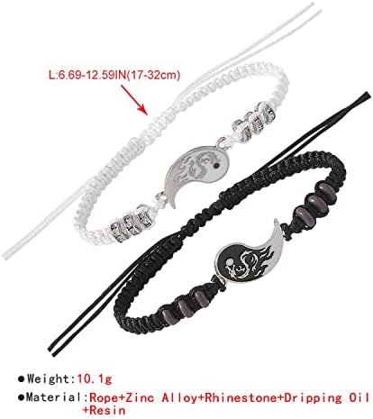 Rdykgoog 2pcs yin yang matching dragon bracelete para homens homens, yin yang casal pulseira para namorado namorada
