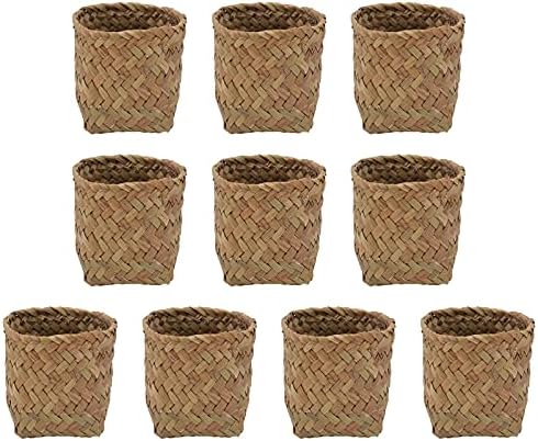 Mini cestas tecidas de palha, 10pcs minúsculas cestas de tecido cestas de flores cesto de cesto de cesto de casamento favorece artesanato