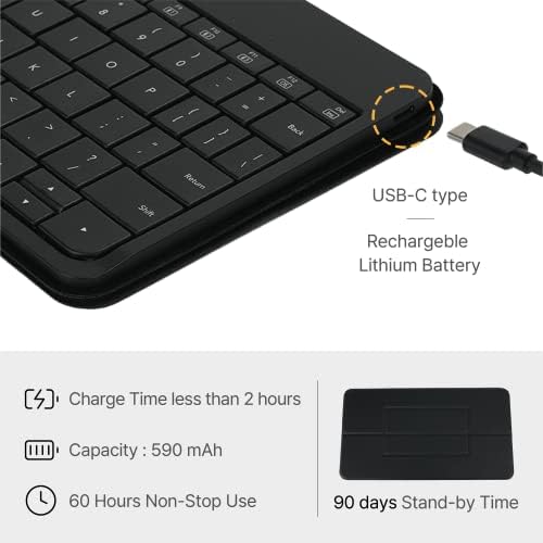 MOKIBO Touchpad Fusion Bluetooth Teclado Slim Folio Universal - Teclado sem fio de vários dispositivos com TrackPad - Portátil,