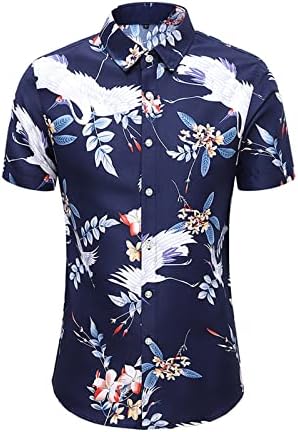 Voço de pescoço Florals subdes da camiseta Botões da camisa mais suave Office clássico Office Aberto da primavera de primavera de manga curta Man Henleyys Men Shirt