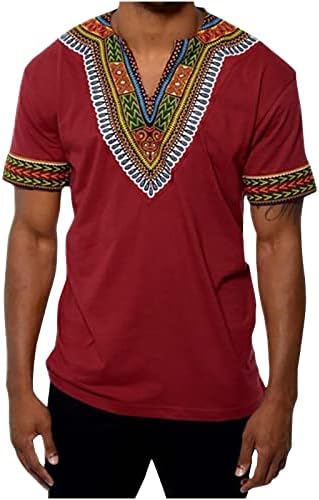 Camisa africana masculina manga curta casual dashiki tshirt floral impressão metálica tee tradicional étnico Top Tribal