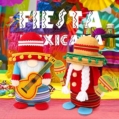 NDNENO 2PCS Fiesta Gnome Plush Decorações, Cinco de Mayo Tomte para o taco mexicano Terça