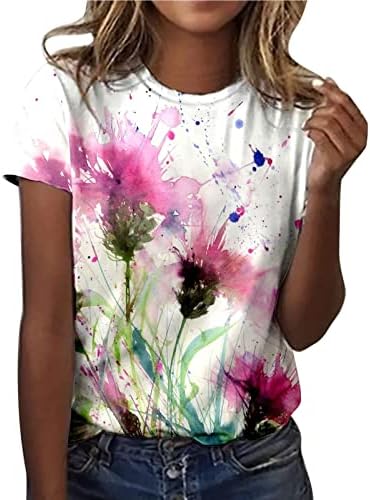 Manga curta 2023 Roupas Fashion Crewneck Algody Blouse Graphic Camise para Girls Fall Summer Top Ex EX