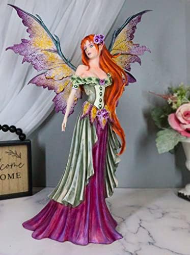 Ebros amy marrom marrom grande fada de fada que rainha com adorno de flores colecionador de estátua faerie fae magia