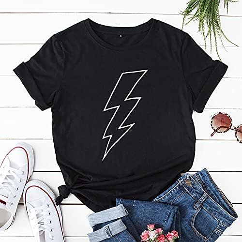 Blusas casuais para feminino impressão gráfica de manga curta solta pescoço ajuste diariamente camisetas básicas.