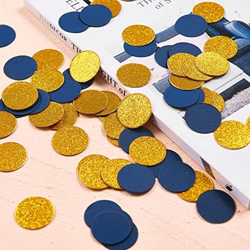 Confetti de papel de ouro azul azul de 200pc, círculo de confetes da mesa de festa de glitter para o chá de bebê de chá de bebê decoração