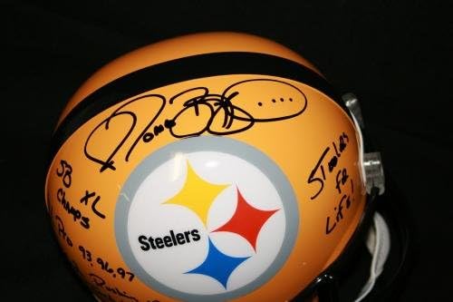 Jerome Bettis assinou o REMBAÇÃO DE GOLD STELMET STEELERS AUTO JSA TEMPONEDADE COA - Autographed NFL Helmets