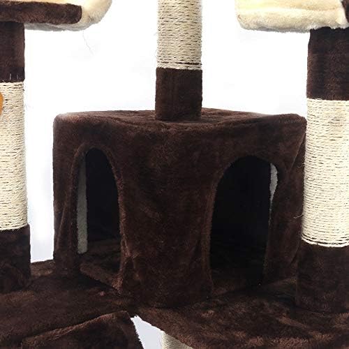 66 Brown Cat Tree Play House Tower Furniture Scratch Post Basket