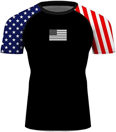 BJJ Jiu Jitsu Rashguard -Usa American Flag Patriótico Camisa de Compressão para Rash Patriótica Para No -GI, GI e MMA