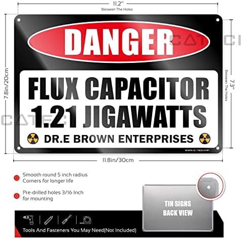 Capacitor de fluxo 1.21 Jigawatt Tin Sign Doc Brown Funny Sign 8x12 polegadas