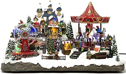 Allgala jumbo criado Polyresin Christmas Village House Collectable Statue-Carousel-Xh93439