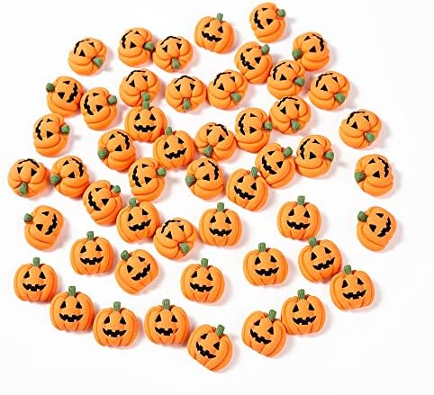 Wybcfp 50pcs resina mini fantasma de abóbora Halloween Miniatura Miniature Grimace Pumpkin Artificial Pumpkin Contas