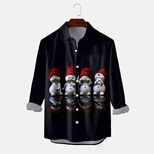 Blusa de manga comprida YHIOOGS Homens de Natal Papai Noel Presente 3D Impressão digital lapela de capa de manga curta camiseta masculina